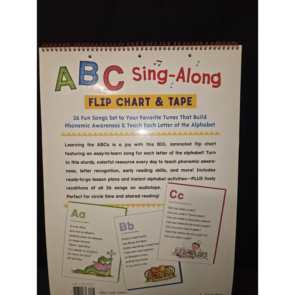 Vintage Scholastic ABC‎ Sing-Along Flip Chart And Tape Lessons & Activities 2000